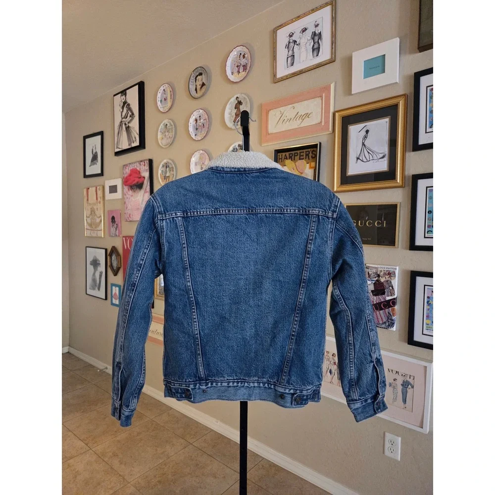 Levi's Trucker Jacket Type III Sherpa Lined XS Mens Blue‎ Jean Coat Winter - Picture 3 of 5